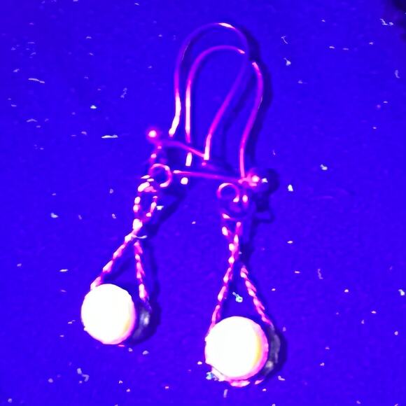 Antique vintage 800 silver Butterscotch egg yolk amber hook drop dangle earrings - Picture 2 of 10